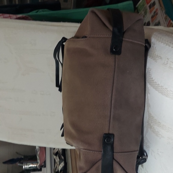 Vintage Kooba tan  canvas Black leather Backpack Shoulder Travel Bag main image 7